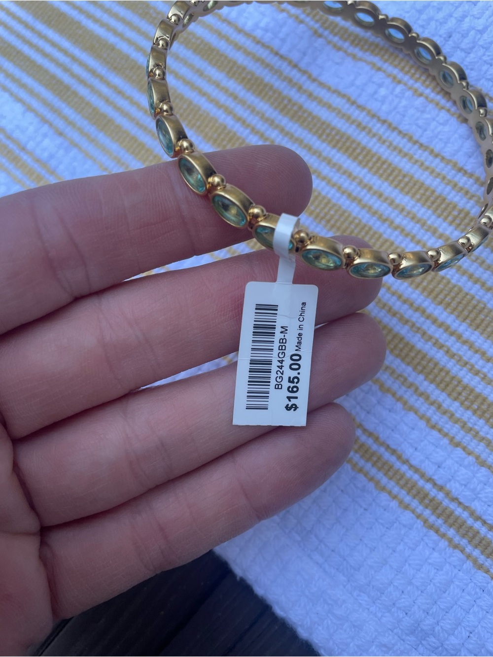 NWT Julie Vos Gold Blue Crystal Accented Gold Mykonos Bangle - Picture 3 of 8